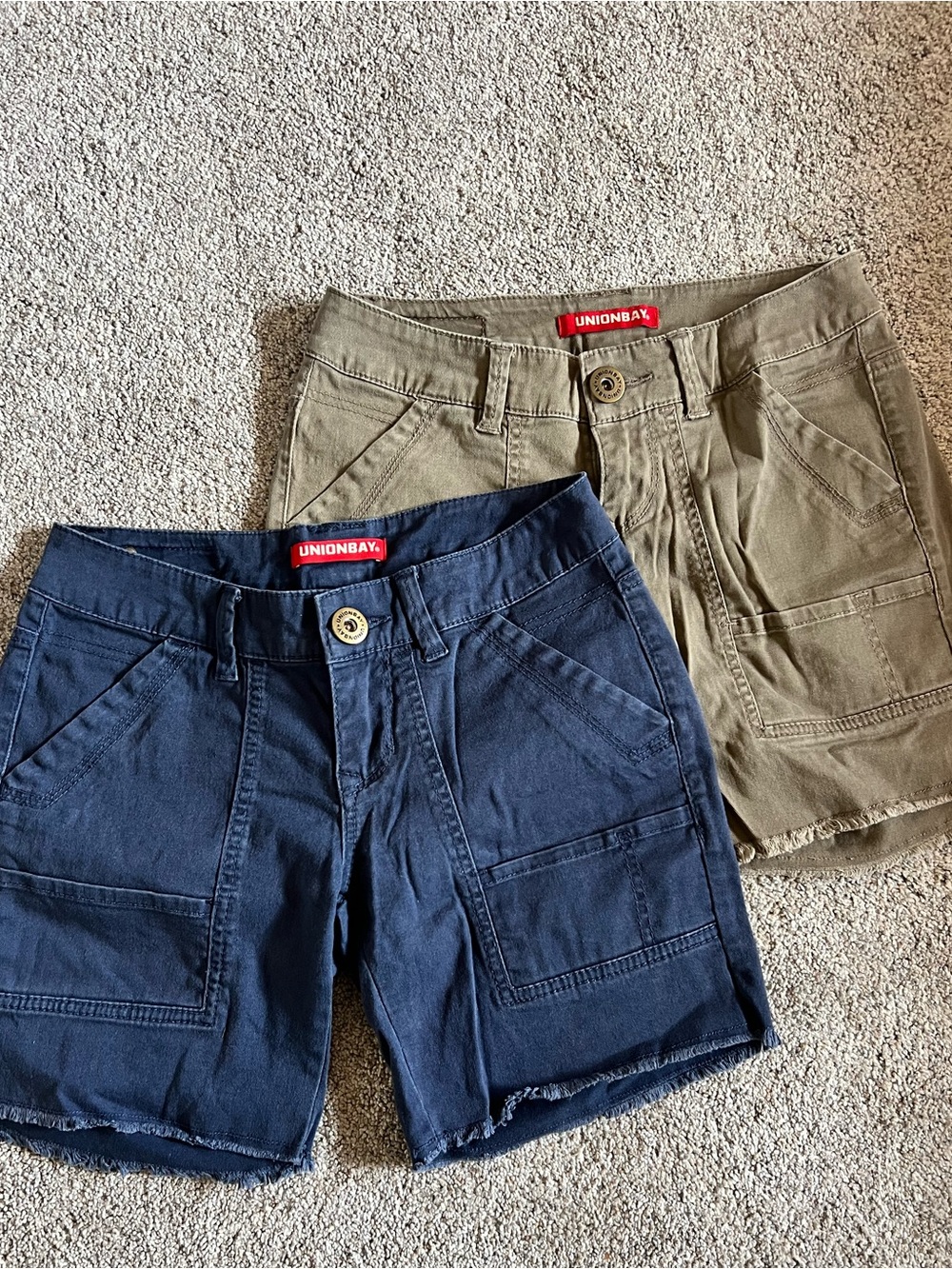 UNIONBAY Olive Green and Navy Blue Chino Casual Shorts Bundle Size 1